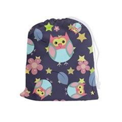 Owl-stars-pattern-background Drawstring Pouch (xl)