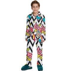 Vector-romantic-love-seamless-pattern Kids  Long Sleeve Velvet Pajamas Set by Salman4z