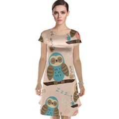 Seamless-pattern-owls-dream-cute-style-pajama-fabric Cap Sleeve Nightdress by Salman4z