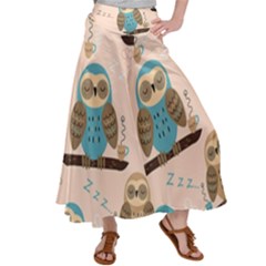 Seamless-pattern-owls-dream-cute-style-pajama-fabric Women s Satin Palazzo Pants