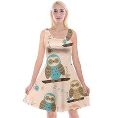 Seamless-pattern-owls-dream-cute-style-pajama-fabric Reversible Velvet Sleeveless Dress by Salman4z