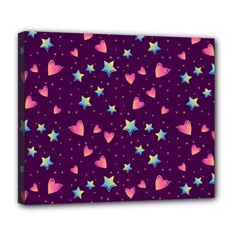 Colorful-stars-hearts-seamless-vector-pattern Deluxe Canvas 24  X 20  (stretched) by Salman4z