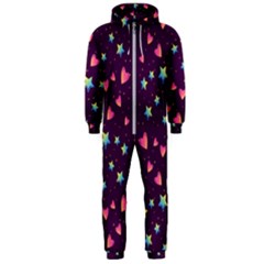 Colorful-stars-hearts-seamless-vector-pattern Hooded Jumpsuit (men) by Salman4z