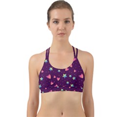 Colorful-stars-hearts-seamless-vector-pattern Back Web Sports Bra by Salman4z