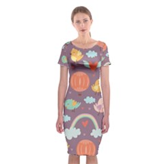 Cute-seamless-pattern-with-doodle-birds-balloons Classic Short Sleeve Midi Dress by Salman4z