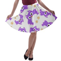 Purple-owl-pattern-background A-line Skater Skirt by Salman4z