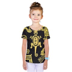 Mexican-culture-golden-tribal-icons Kids  One Piece Tee