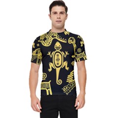 Mexican-culture-golden-tribal-icons Men s Short Sleeve Rash Guard by Salman4z