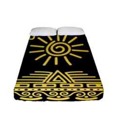 Maya-style-gold-linear-totem-icons Fitted Sheet (full/ Double Size) by Salman4z