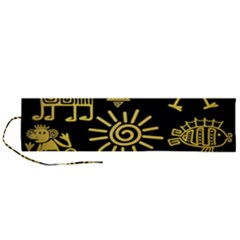 Maya-style-gold-linear-totem-icons Roll Up Canvas Pencil Holder (l)