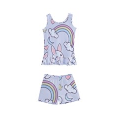 Seamless-pattern-with-cute-rabbit-character Kids  Boyleg Swimsuit by Salman4z