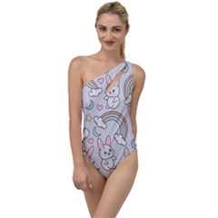Seamless-pattern-with-cute-rabbit-character To One Side Swimsuit by Salman4z