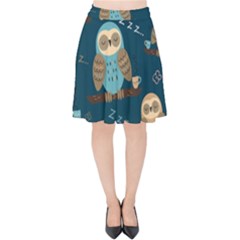 Seamless-pattern-owls-dreaming Velvet High Waist Skirt by Salman4z