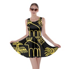 Golden-indian-traditional-signs-symbols Skater Dress by Salman4z