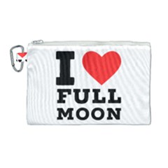 I Love Full Moon Canvas Cosmetic Bag (large) by ilovewhateva