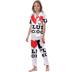 I Love Full Moon Kids  Satin Short Sleeve Pajamas Set by ilovewhateva