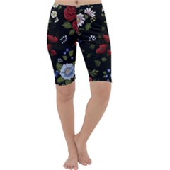 Floral-folk-fashion-ornamental-embroidery-pattern Cropped Leggings 