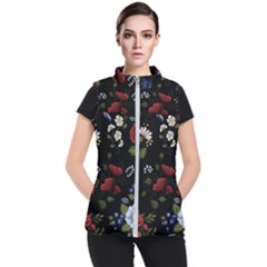 Floral-folk-fashion-ornamental-embroidery-pattern Women s Puffer Vest by Salman4z