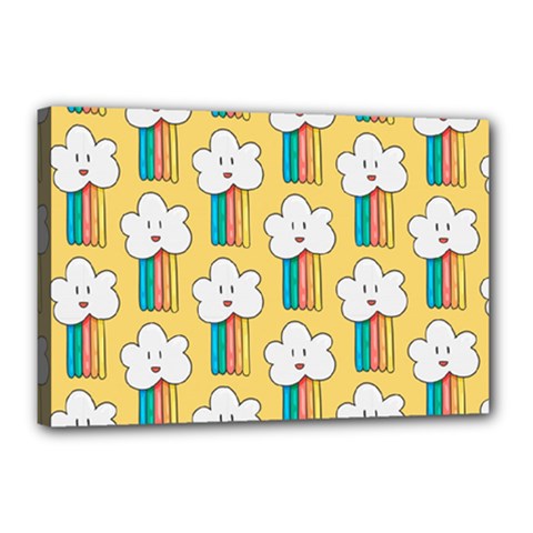Smile-cloud-rainbow-pattern-yellow Canvas 18  X 12  (stretched) by Salman4z