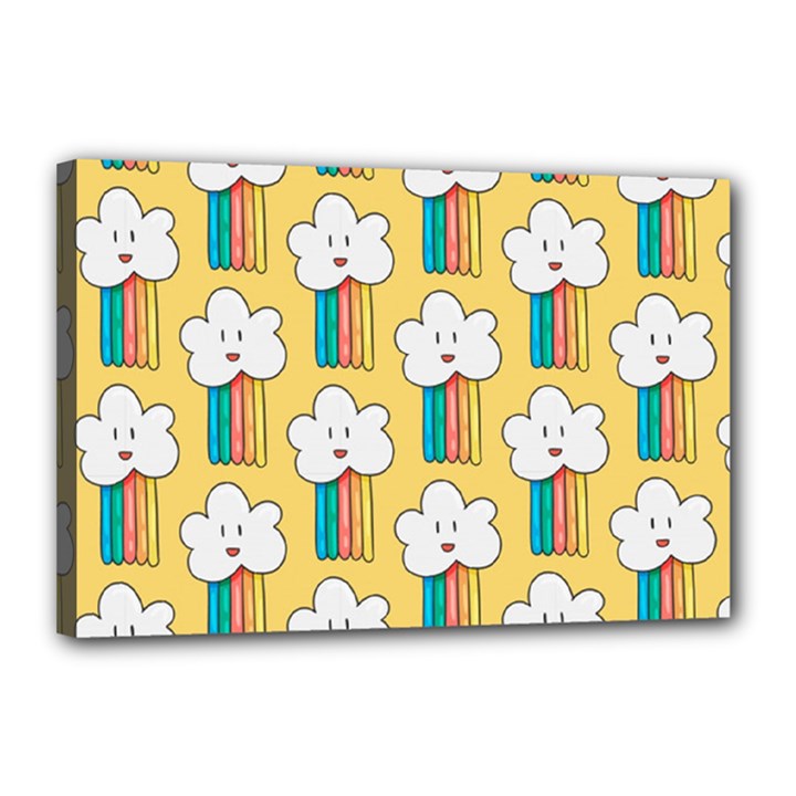 Smile-cloud-rainbow-pattern-yellow Canvas 18  x 12  (Stretched)