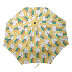 Smile-cloud-rainbow-pattern-yellow Folding Umbrellas by Salman4z