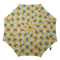 Smile-cloud-rainbow-pattern-yellow Hook Handle Umbrellas (small) by Salman4z