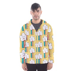 Smile-cloud-rainbow-pattern-yellow Men s Hooded Windbreaker by Salman4z