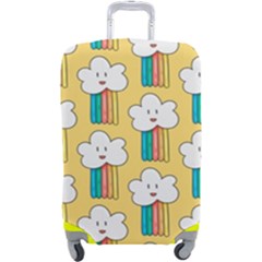 Smile-cloud-rainbow-pattern-yellow Luggage Cover (large) by Salman4z