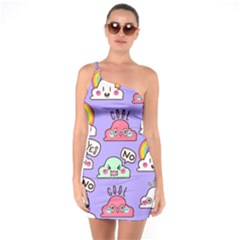 Cloud-seamless-pattern -- One Shoulder Ring Trim Bodycon Dress by Salman4z