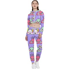 Cloud-seamless-pattern -- Cropped Zip Up Lounge Set