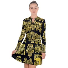 American-golden-ancient-totems Long Sleeve Panel Dress by Salman4z