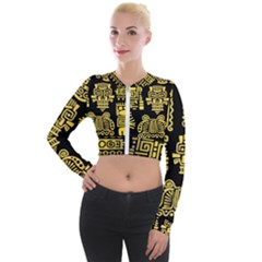 American-golden-ancient-totems Long Sleeve Cropped Velvet Jacket by Salman4z