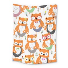 Cute-colorful-owl-cartoon-seamless-pattern Medium Tapestry by Salman4z