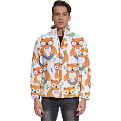 Cute-colorful-owl-cartoon-seamless-pattern Men s Puffer Bubble Jacket Coat by Salman4z