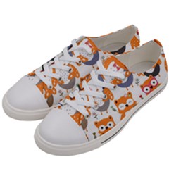 Cute-colorful-owl-cartoon-seamless-pattern Men s Low Top Canvas Sneakers by Salman4z