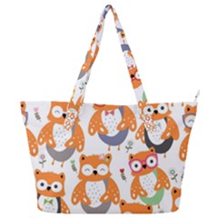 Cute-colorful-owl-cartoon-seamless-pattern Full Print Shoulder Bag by Salman4z