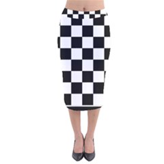 Chess-board-background-design Velvet Midi Pencil Skirt by Salman4z