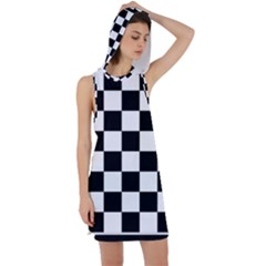 Chess-board-background-design Racer Back Hoodie Dress by Salman4z