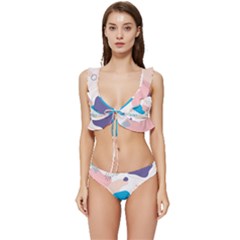 Hand-drawn-abstract-organic-shapes-background Low Cut Ruffle Edge Bikini Set by Salman4z