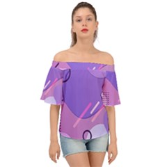 Colorful-abstract-wallpaper-theme Off Shoulder Short Sleeve Top