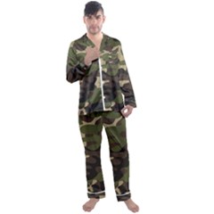 Texture-military-camouflage-repeats-seamless-army-green-hunting Men s Long Sleeve Satin Pajamas Set by Salman4z