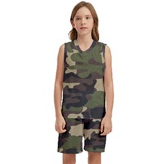 Texture-military-camouflage-repeats-seamless-army-green-hunting Kids  Basketball Mesh Set by Salman4z