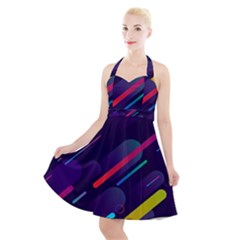 Colorful-abstract-background Halter Party Swing Dress  by Salman4z