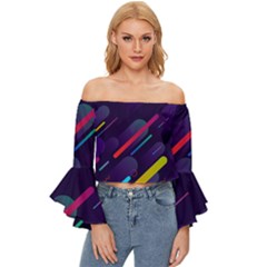 Colorful-abstract-background Off Shoulder Flutter Bell Sleeve Top