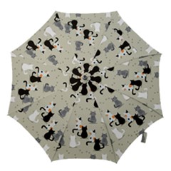 Cute-cat-seamless-pattern Hook Handle Umbrellas (small) by Salman4z