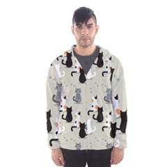 Cute-cat-seamless-pattern Men s Hooded Windbreaker by Salman4z