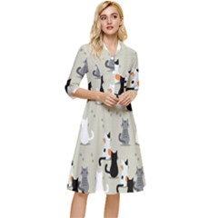 Cute-cat-seamless-pattern Classy Knee Length Dress by Salman4z