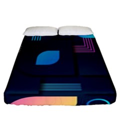 Gradient Geometric Shapes Dark Background Fitted Sheet (queen Size) by Salman4z