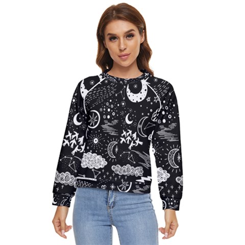 Vector-set-sketch-drawn-with-space Women s Long Sleeve Raglan Tee by Salman4z