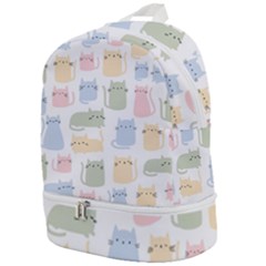 Cute-cat-colorful-cartoon-doodle-seamless-pattern Zip Bottom Backpack by Salman4z